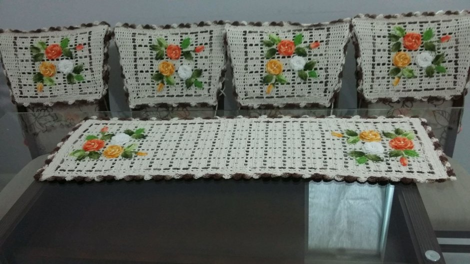 Накидки на стулья для кухни крючком