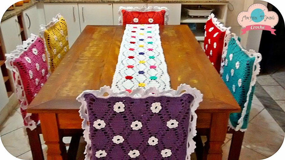 Вязаные накидки на стулья для кухни своими