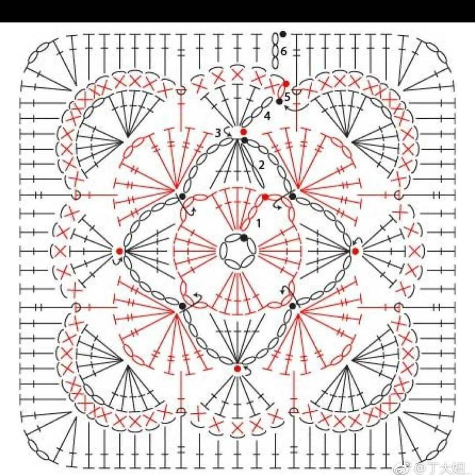 Афганский Бабушкин квадрат крючком схемы