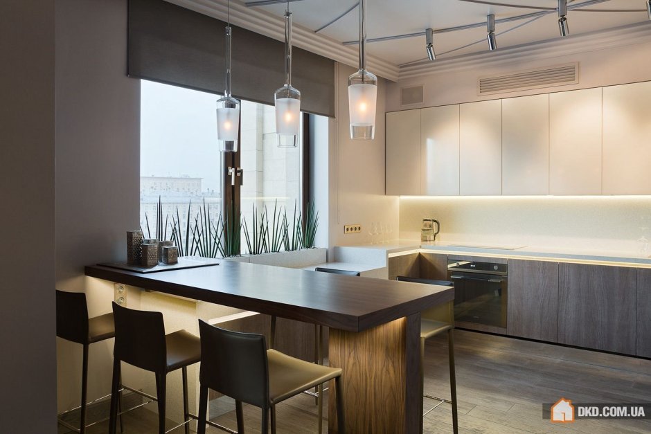 Кухня с барной стойкой Минимализм