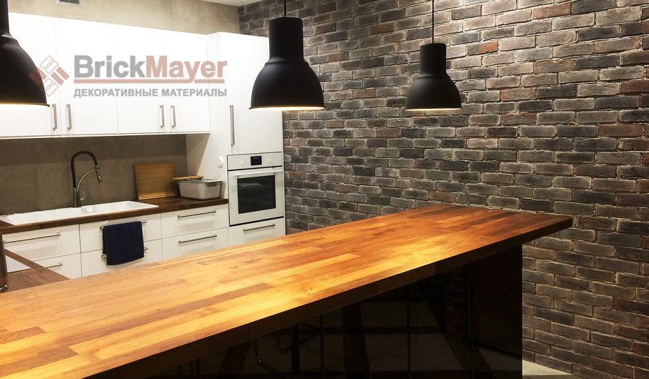 Кухонный фартук из гипсового кирпича