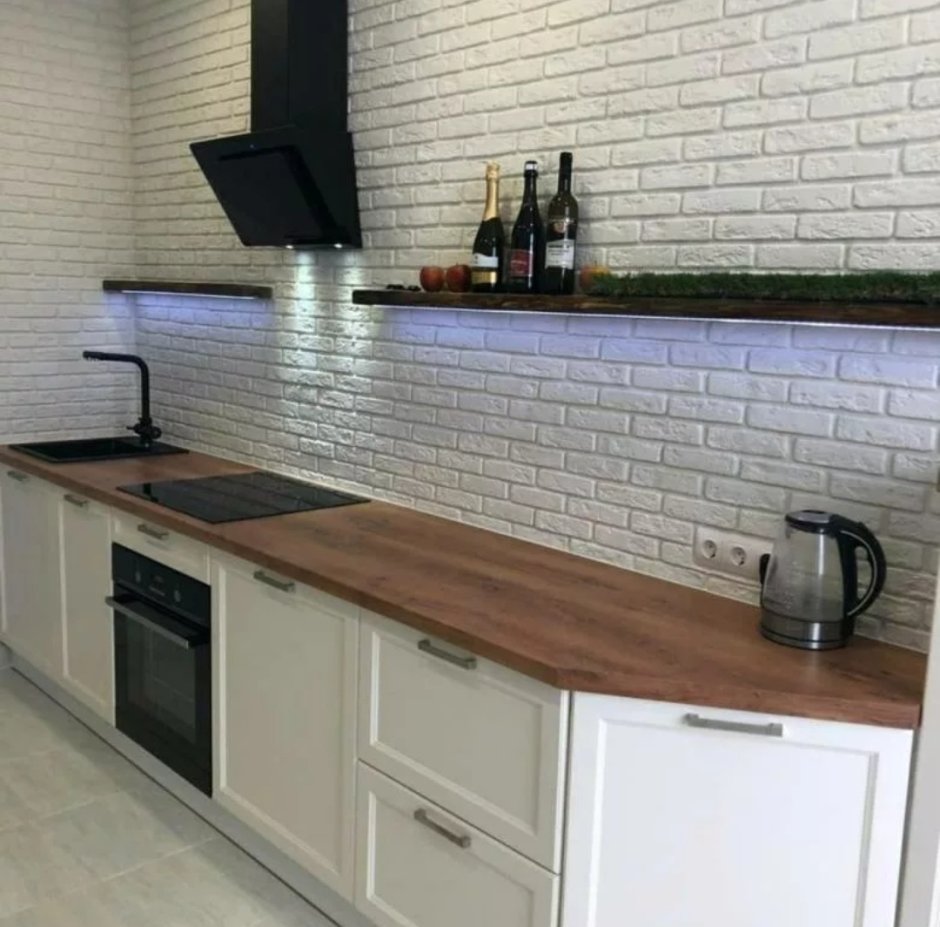 Фартук для кухни из декоративного кирпича