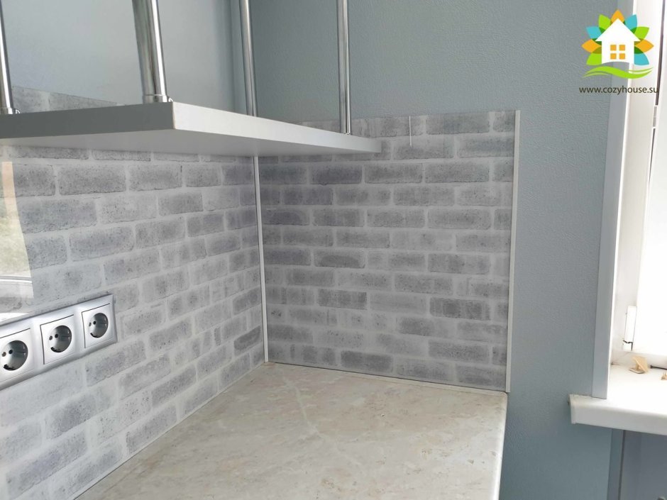 Фартук для кухни белый кирпич