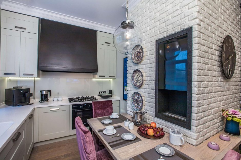 Фартук из кирпича на кухню