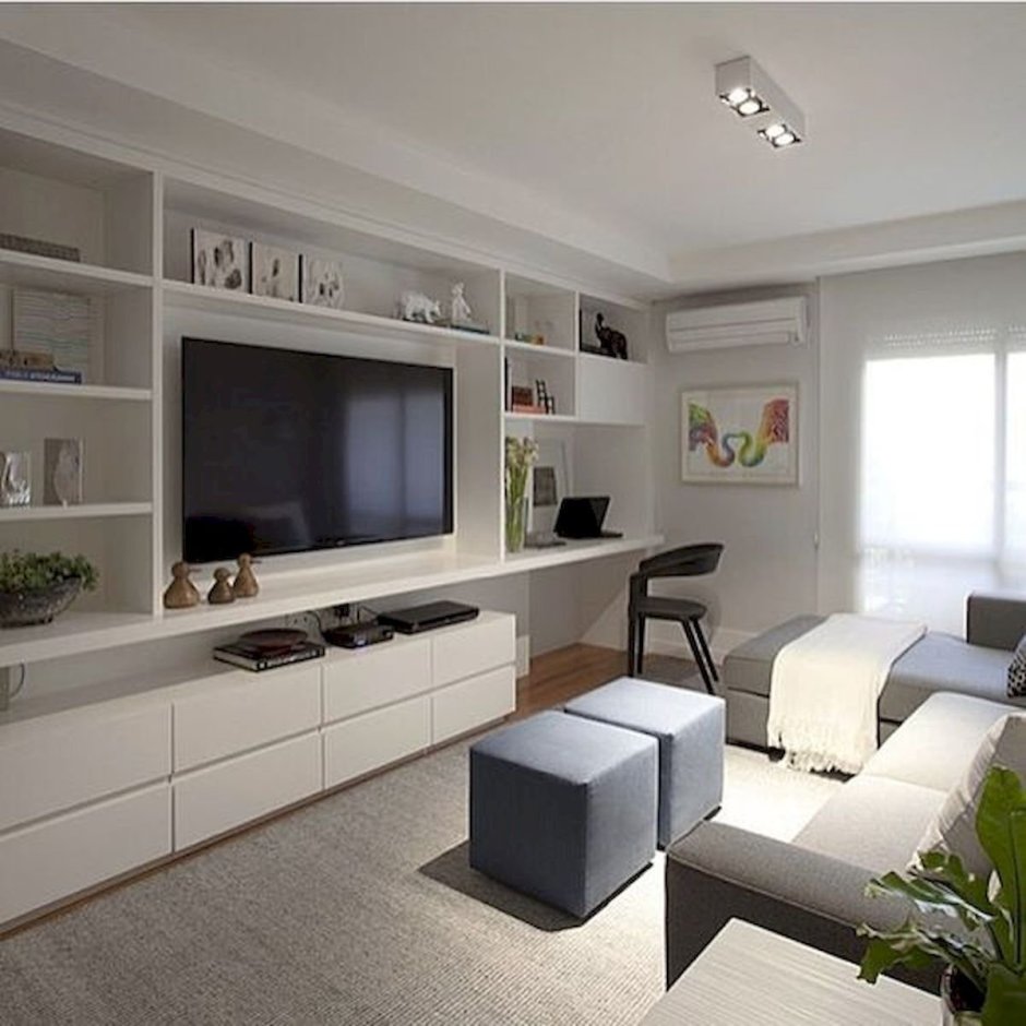 Планировка гостиной с компьютерным столом