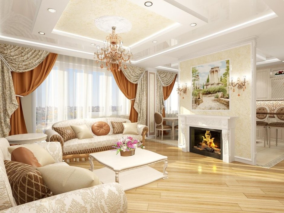 Гостиная цвета шампань