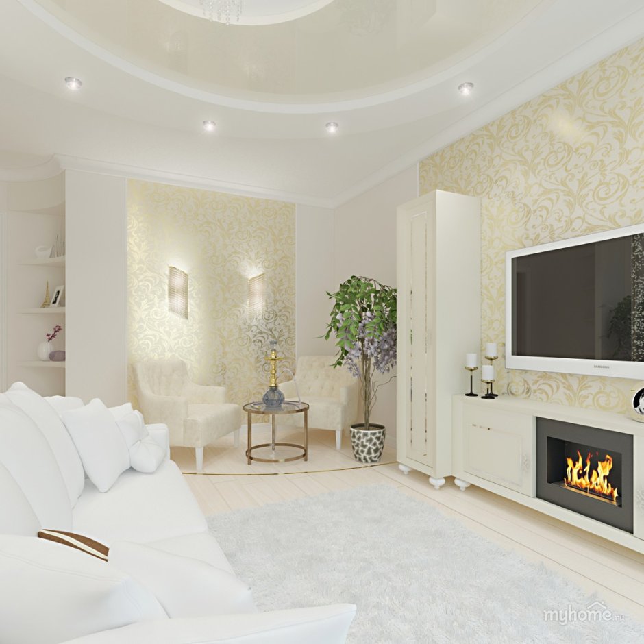 Обои под светлую мебель в гостиную