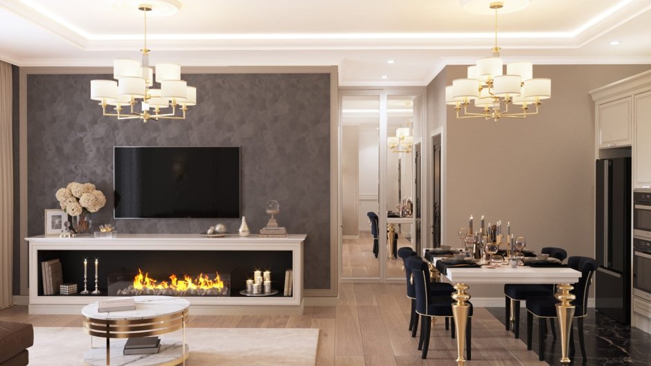 Кухня-гостиная Неоклассика и арт деко