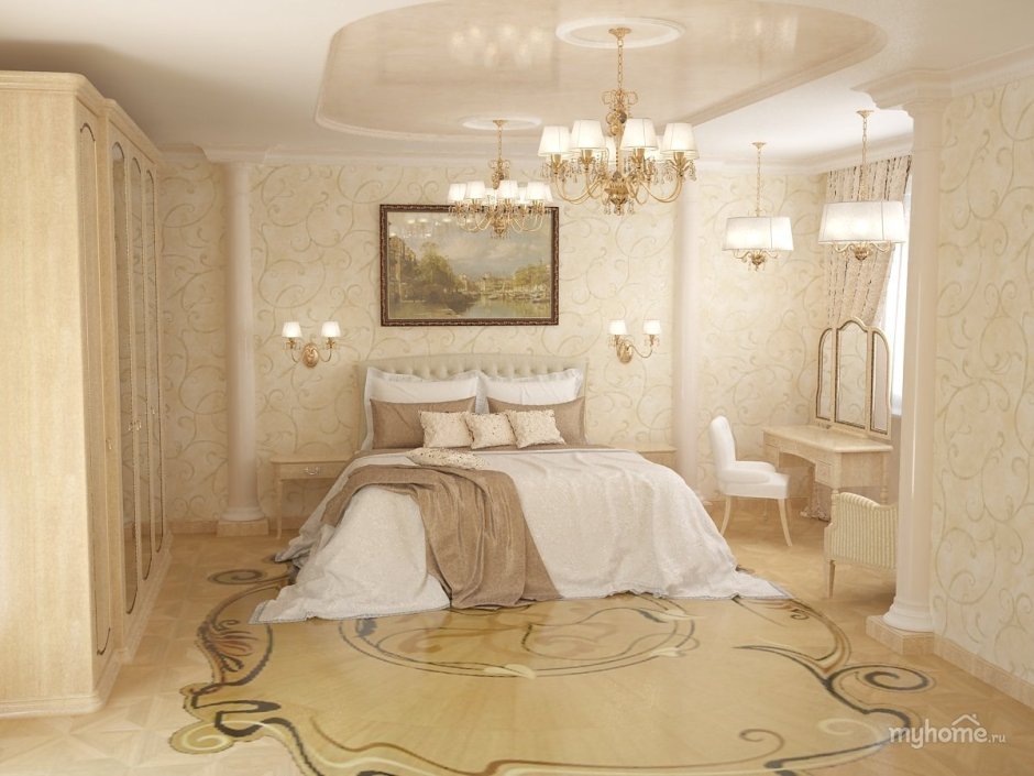 Комната в бежево золотистых тонах