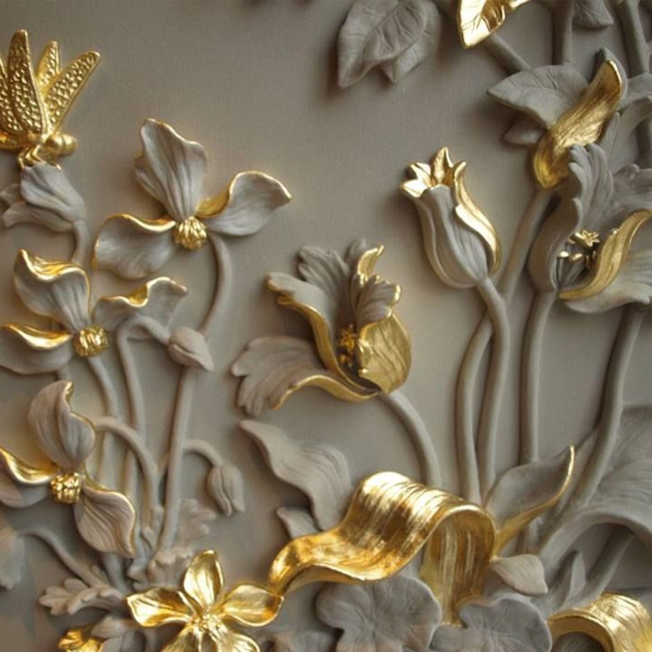 Абстрактная живопись с золотой поталью