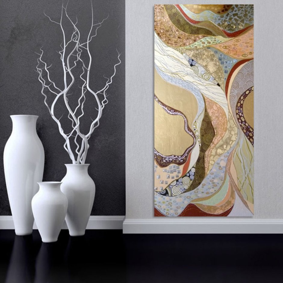 Одуванчики текстурной пастой и поталью