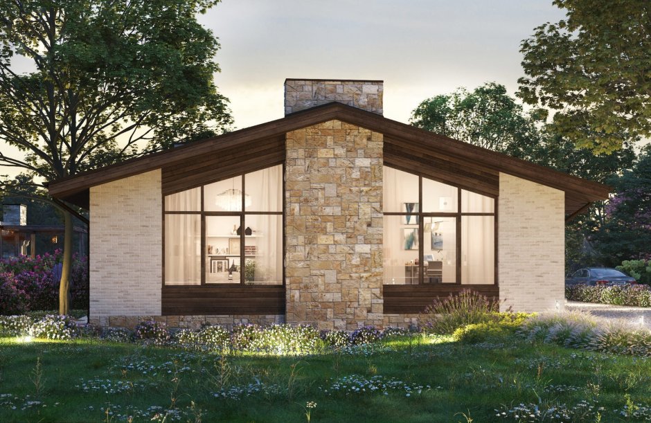 Проект дом Шале одноэтажный 100м2