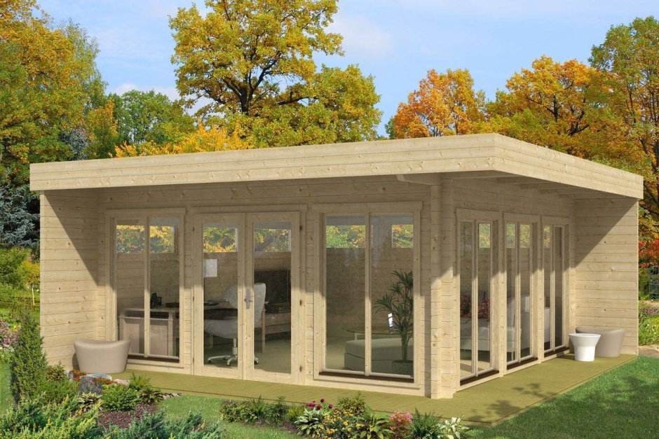 Стильная баня с террасой