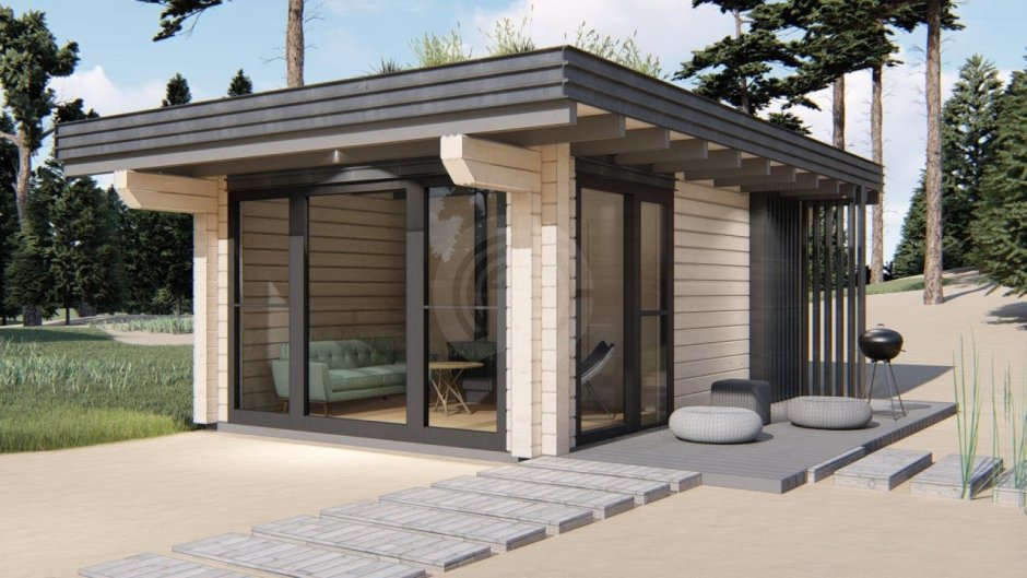 Беседка с панорамными окнами