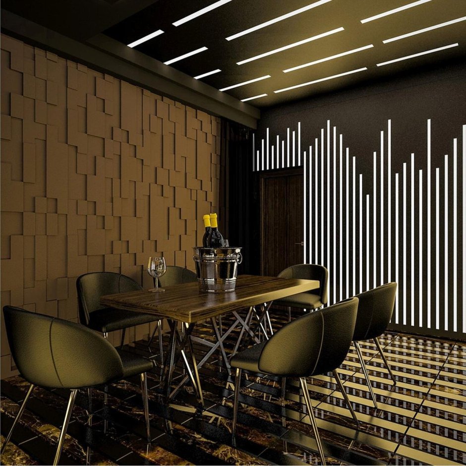 Деревянные рейки в спальне