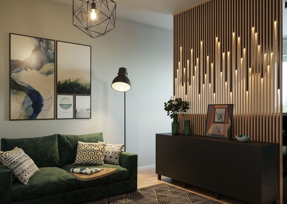 Перегородку из реек для зонирования в салоне красоты