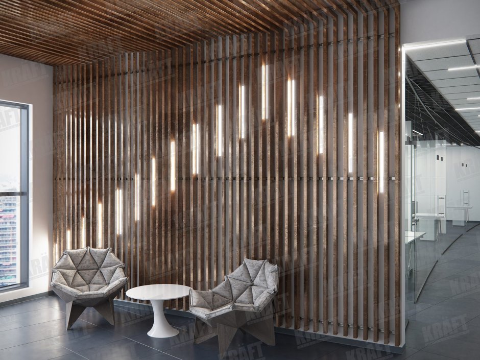 Рейки перегородки в интерьере