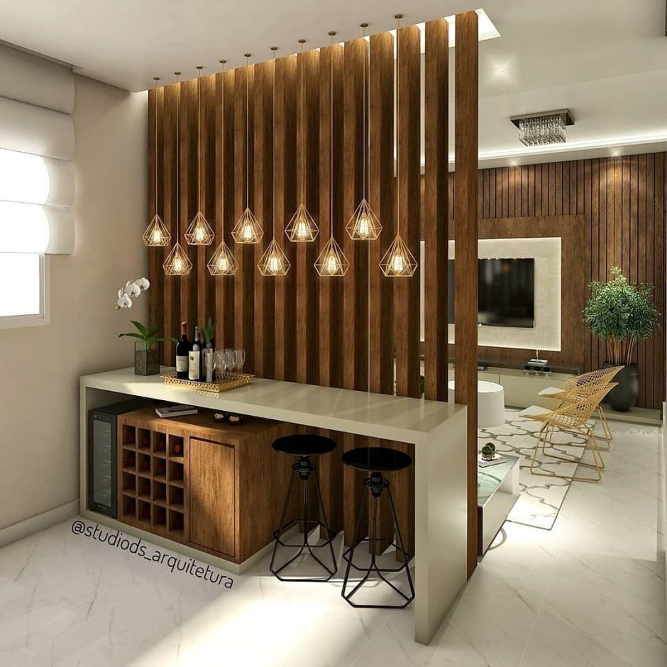 Деревянные перегородки для зонирования