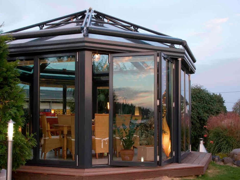 Беседка остекление Алютех