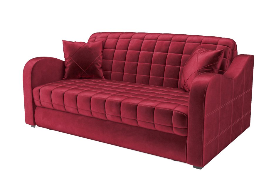 Красный диван с подушками