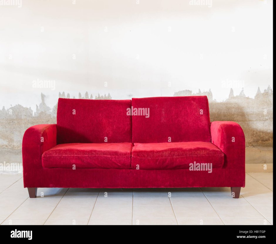 Мини диван бархат губы красный