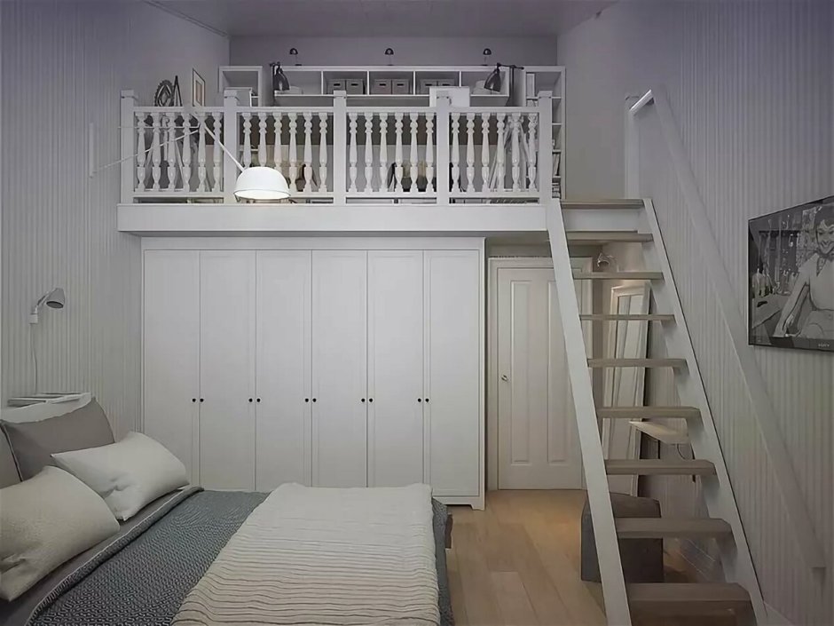 Кровать подиум со шкафом