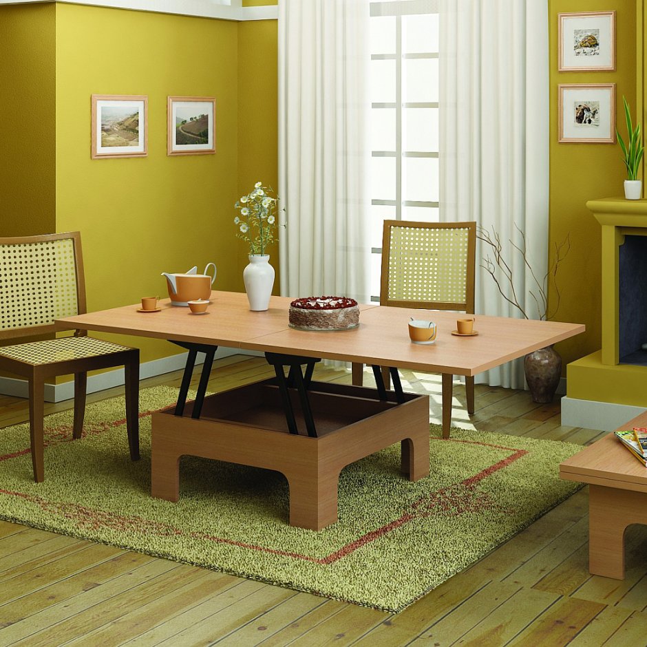 Обеденный стол трансформер для гостиной