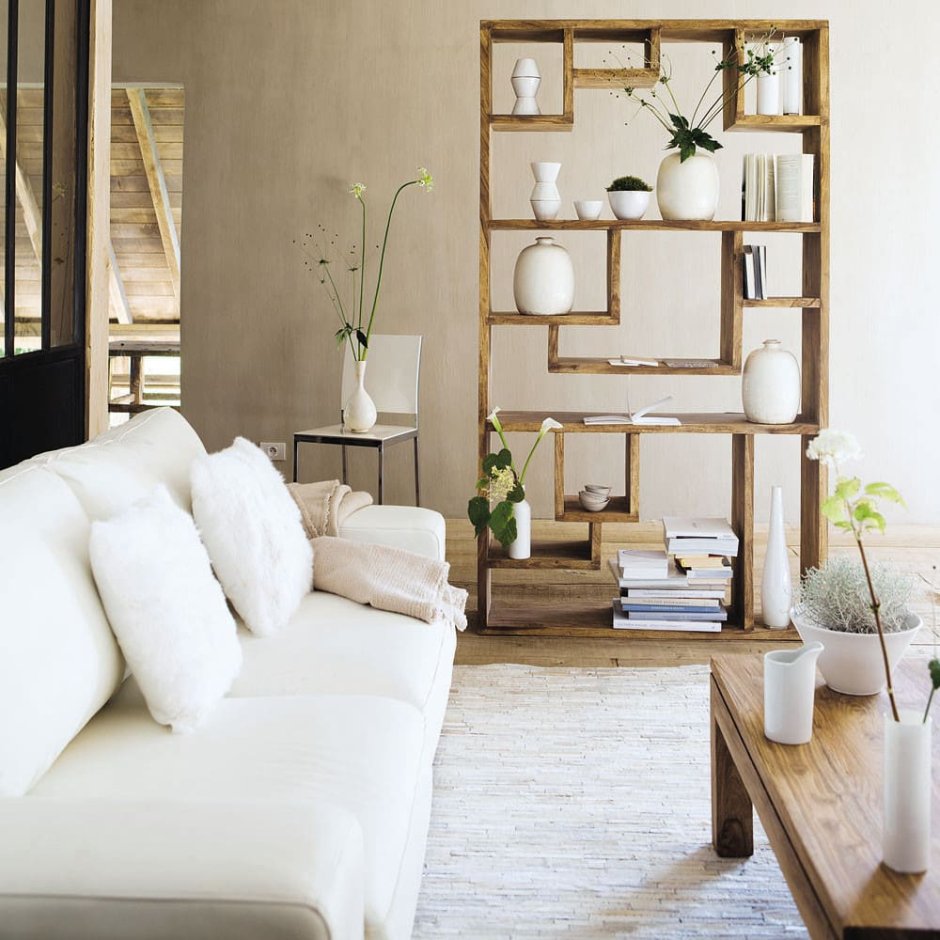 Стеллаж для гостиной в скандинавском стиле