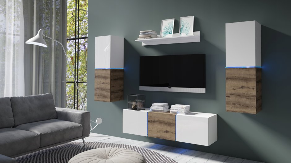 Стенка Домино белый глянец Браво