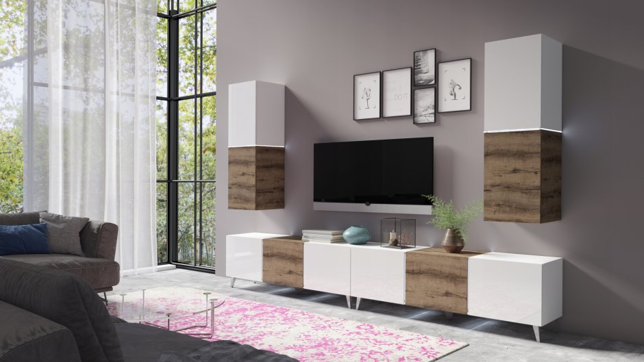 Стенка Леонардо белый глянец