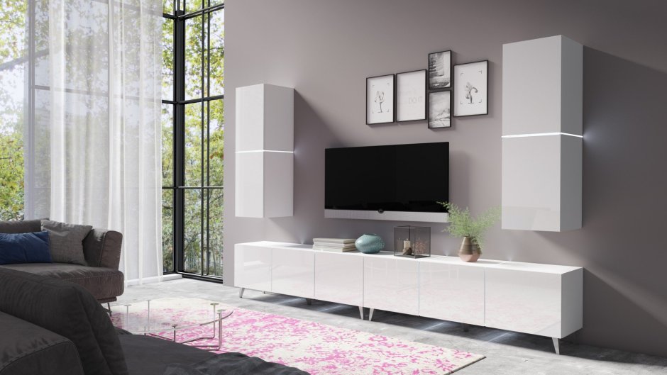 Гостиная Домино черный глянец Браво мебель