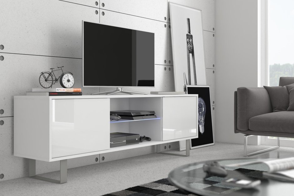 Тумба ТВ АСМ дио белый черный глянец