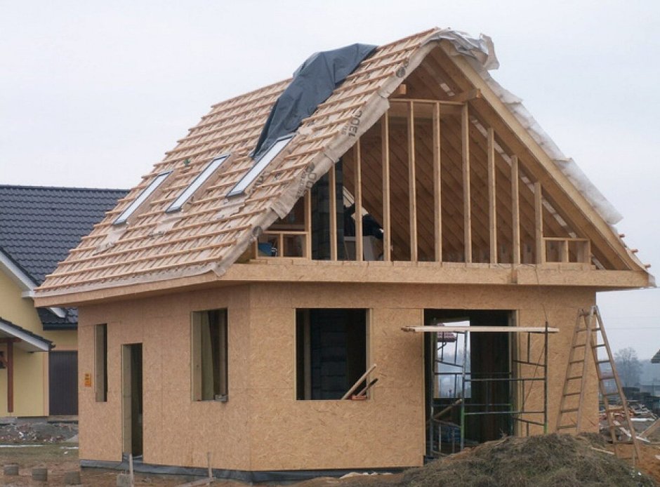 Дом с крышей 45 градусов двускатной