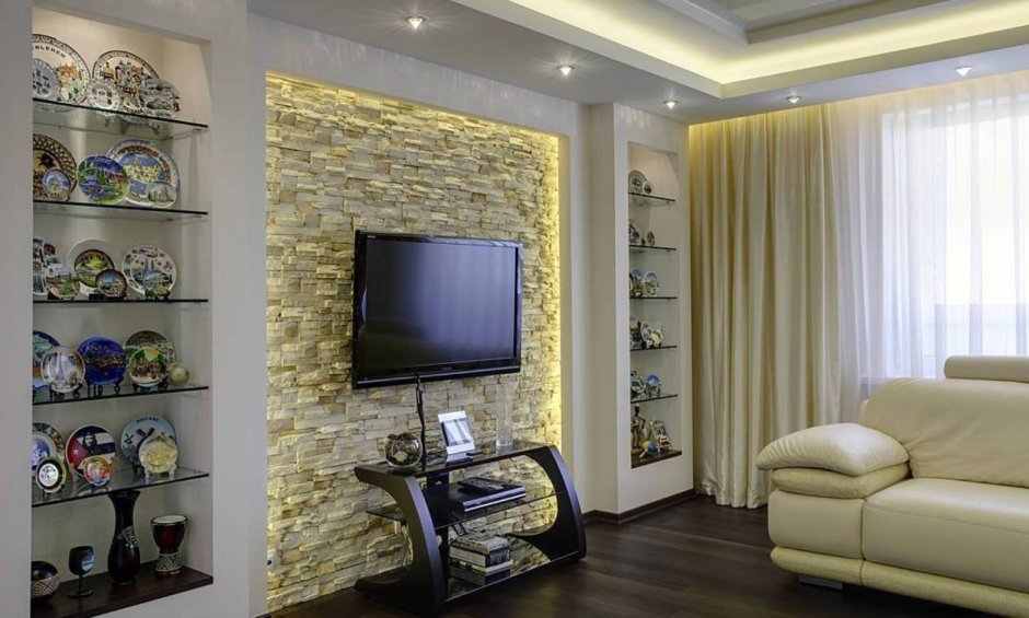 Гипсокартонные конструкции в гостиной