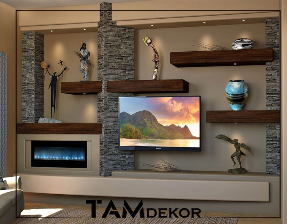 Ниши из гипсокартона в гостиной