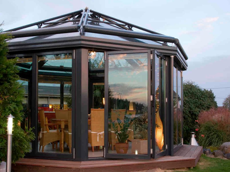 Беседка остекление Алютех