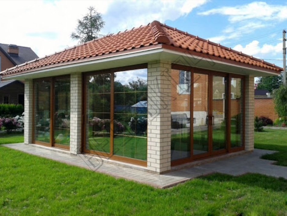 Беседка Садовая металлическая 286x268x249 см с крышей из поликарбоната