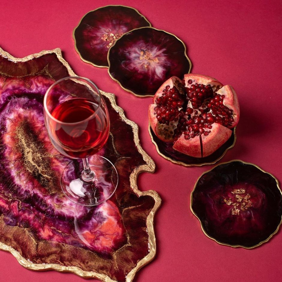 Черные подстаканники из эпоксидной смолы