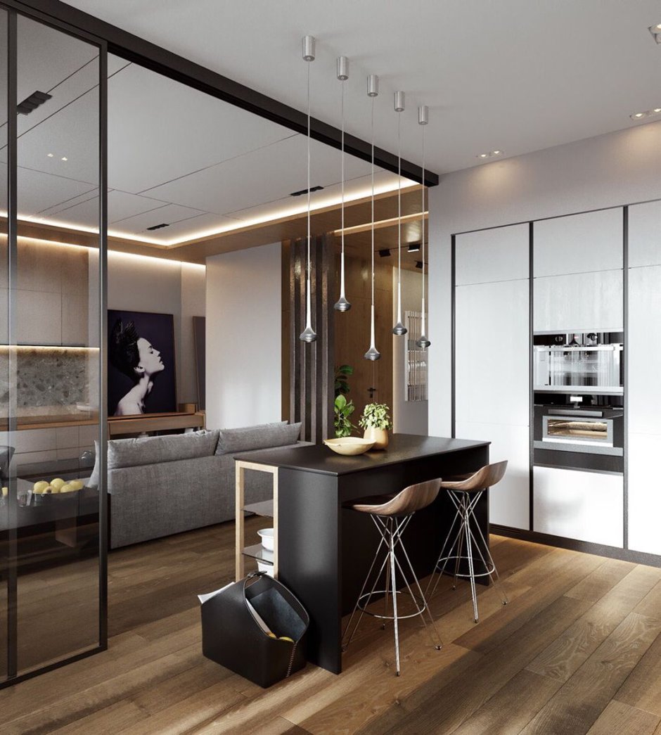 Кухня гостиная с перегородкой