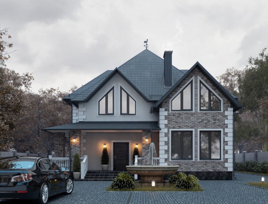 Красивый мансардный дом