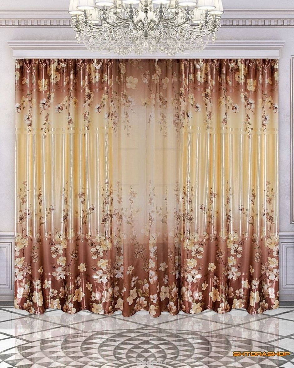 Двойные шторы в гостиную