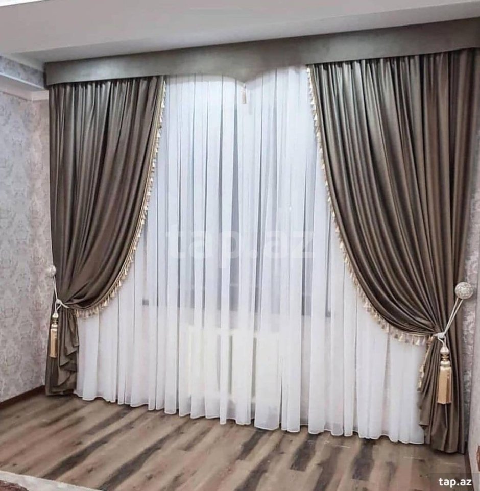 Серые бархатные шторы