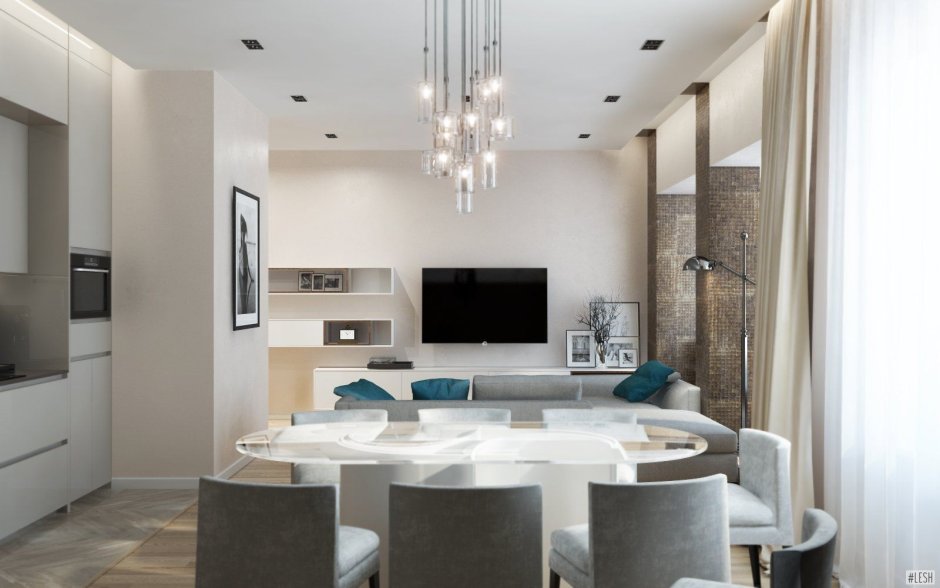 Маленькая кухня гостиная в стиле Контемпорари