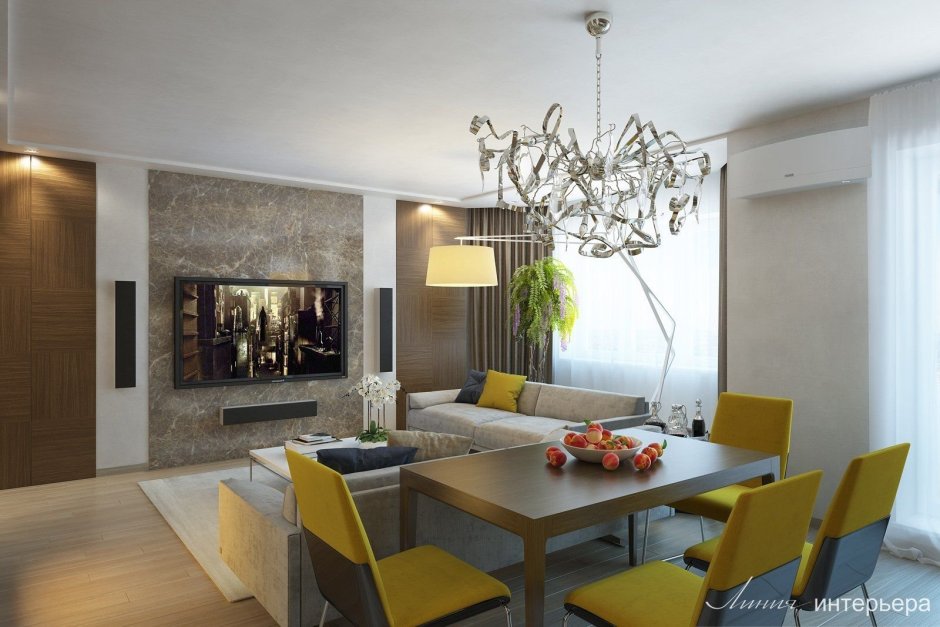 Гостиная с обеденной зоной