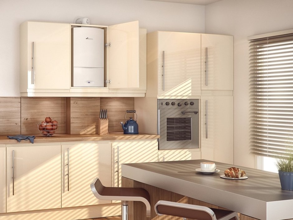 Газовый котёл на кухне в интерьере