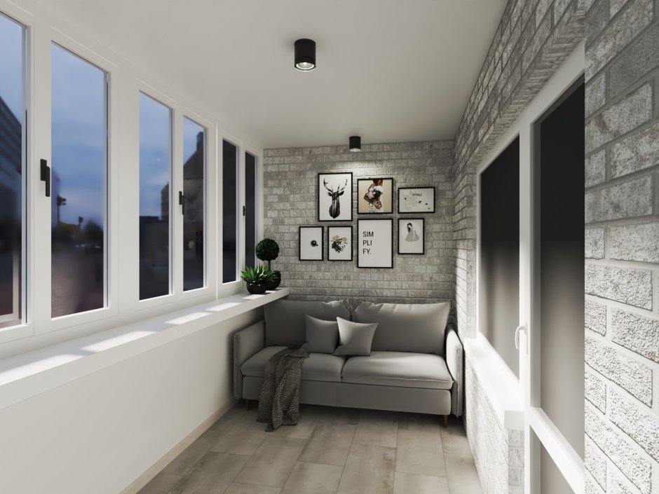 Балкон ламинат и кирпич