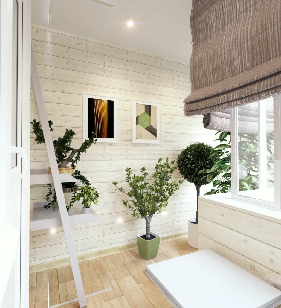 Белая вагонка на балконе