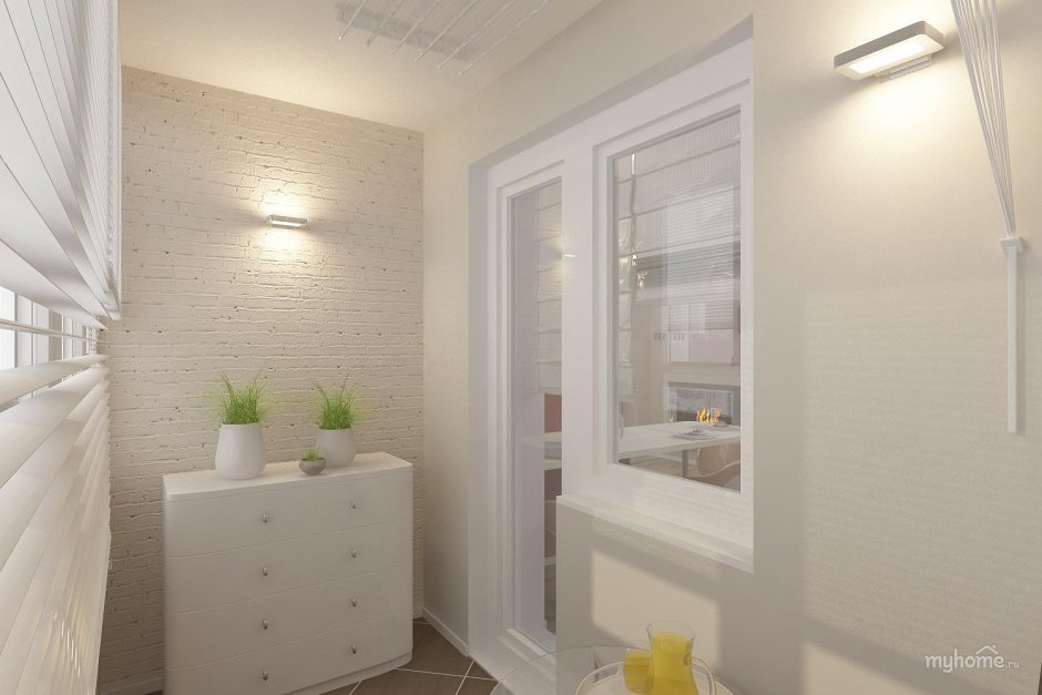 Лоджия под белый кирпич