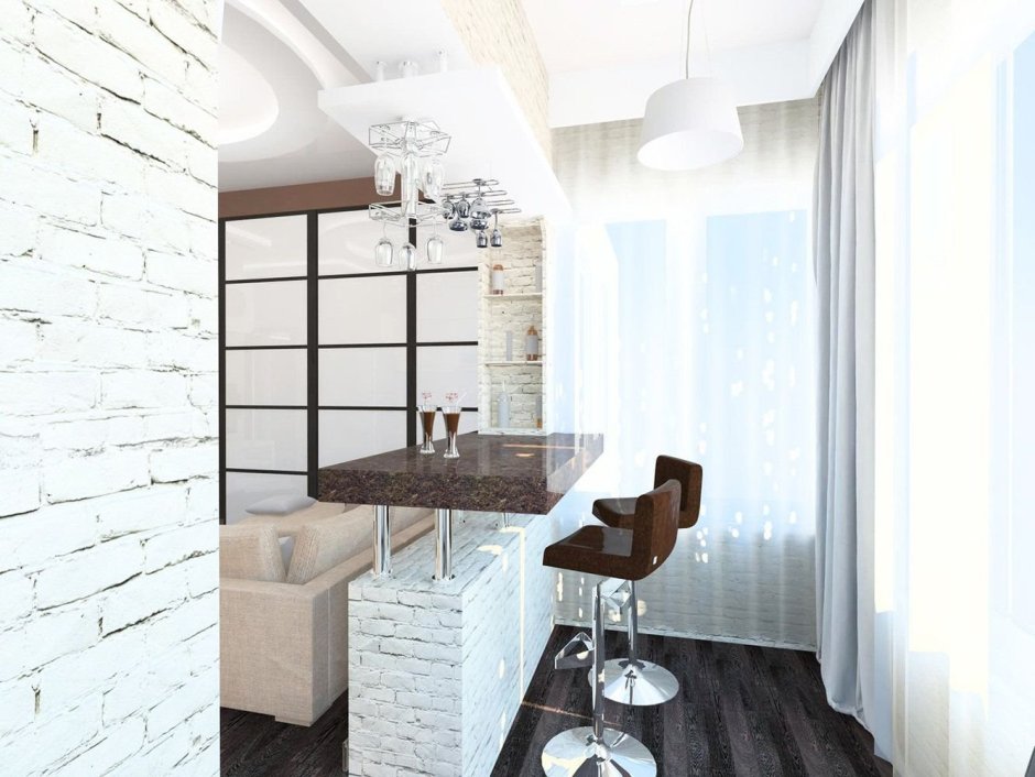 Совмещение лоджии с кухней