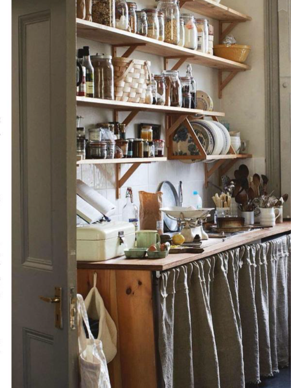 Кухонные шкафчики с занавесками